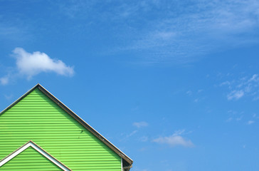 green house rooftop with blue sky