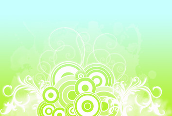 green background with flowers