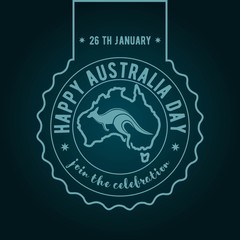 Happy Australia Day blue label, vector illustration