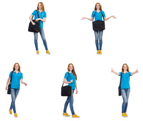 Fototapeta premium Young student isolated on white