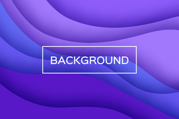 Trendy Violet Paper Cut Wave Shapes Banner. Origami layered curve design for business presentations, flyers, posters. Gorizontal 3D abstract map carving. Text. Rectangle Frame.