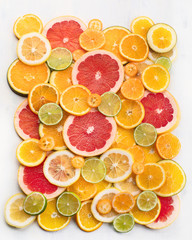 Fresh citrus fruits colorful background