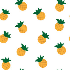 Seamless colorful painted ananas pattern. Summer background. Vector illustration