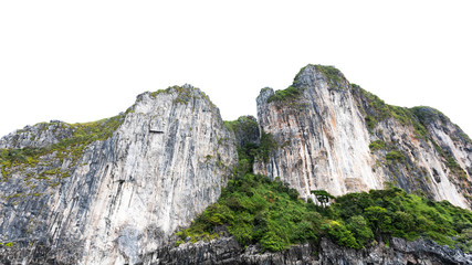 mountain cliff rock on white background phi phi island Thailand