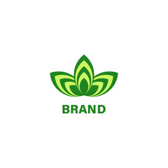 Stripe green wave leave plant eco flower logo
