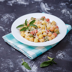 Classic italian lunch with Gnocchi with sage, butter and Parmesa