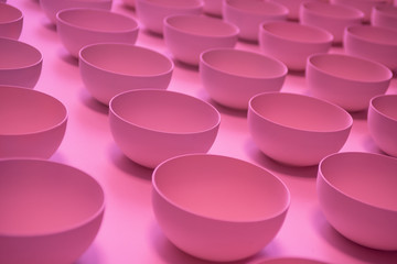 Abstract pink background. Sucker close up. Pattern of plastic cups.