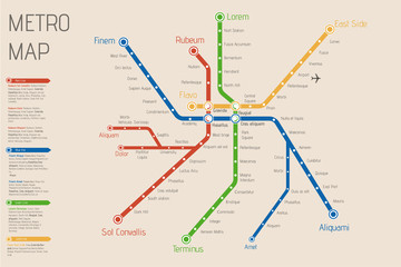Realistic city  metro  map. Vector background illustration. Abst
