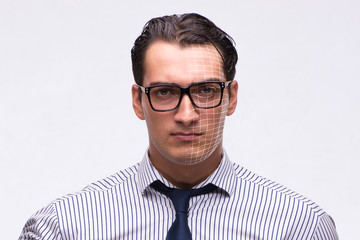 Face recognition concept with businessman portrait