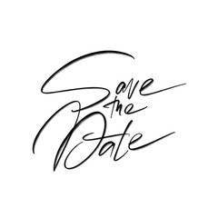 Save The Date raster calligraphy incription. Modern brush calligraphy.