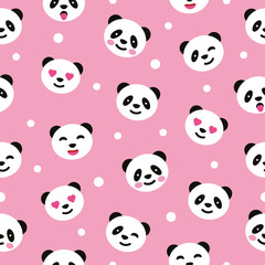Seamless pattern with panda. Vector illustration. 