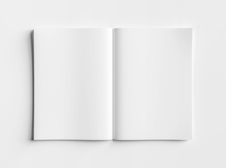 Isolated white open magazine mockup on white 3D rendering - obrazy, fototapety, plakaty