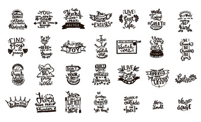 Vector Chalkboard phrase handwriting calligraphy. Black and white engraved ink art. solated quotes illustration element.