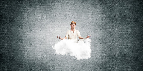 Naklejka premium Young man keeping mind conscious.