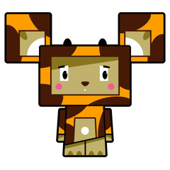 Adorably Cute Little Cartoon Block Giraffe Character 