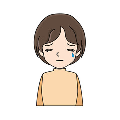 Illustration of a young woman with tears.