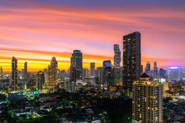 Fototapeta na wymiar Bangkok Skyscraper Cityscape at Twilight Time, Thailand.