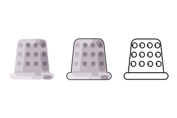 Thimble finger guard craft tool sew cloth flat design isolated icon vector illustration