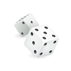 White dice 3d realistic casino gambling game deisgn isolated icon vector illustration