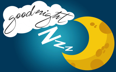 Hand drawn lettering with yellow moon