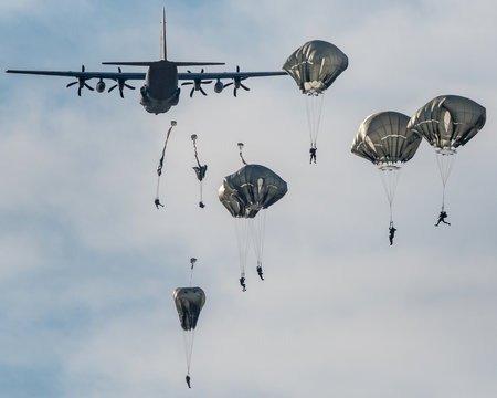 Israeli army paratroopers in a day training jump- Israel