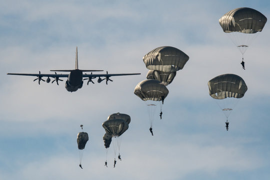 Israeli army paratroopers in a day training jump- Israel