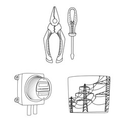 Vector design of electricity and electric symbol. Collection of electricity and energy stock vector illustration.