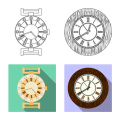 Isolated object of clock and time logo. Set of clock and circle vector icon for stock.