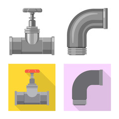 Isolated object of pipe and tube sign. Set of pipe and pipeline stock symbol for web.