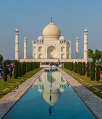 Agra, India - 27 December 2018 : Taj Mahal is a white marble mausoleum , Agra, Uttar Pradesh, India.