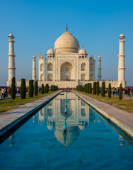 Agra, India - 27 December 2018 : Taj Mahal is a white marble mausoleum , Agra, Uttar Pradesh, India.