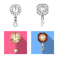 Fototapeta na wymiar Vector design of clock and time symbol. Collection of clock and circle stock vector illustration.