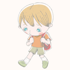 Cute boy shows sad expression