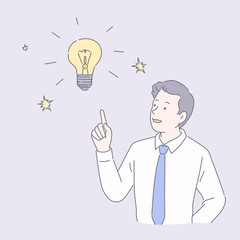 Businessman with lighting bulb