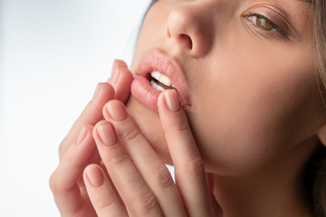 Girl with nails of natural color