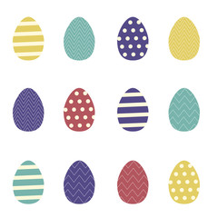 Set of Colorful Easter Eggs with Ornaments