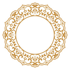 Decorative frame Elegant vector element for design in Eastern style, place for text. Floral golden border. Lace illustration for invitations and greeting cards.