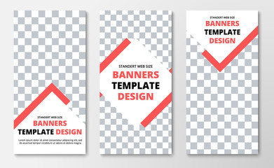 Template of vertical web banners with arrow and rhombus and place for photo.