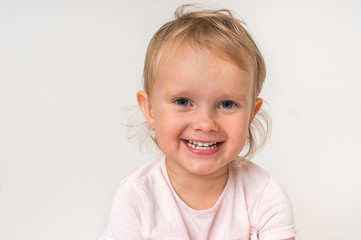 Fototapeta premium Beautiful smiling baby on isolated background
