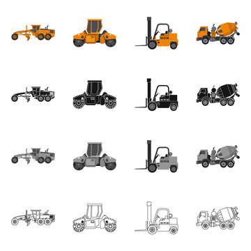 Isolated object of build and construction icon. Set of build and machinery vector icon for stock.