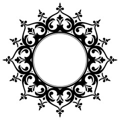 Decorative frame Elegant vector element for design in Eastern style, place for text. Floral black border. Lace illustration for invitations and greeting cards