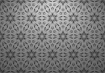 Abstract geometric pattern with lines, snowflakes. A seamless vector background. Grey and black texture. Graphic modern pattern