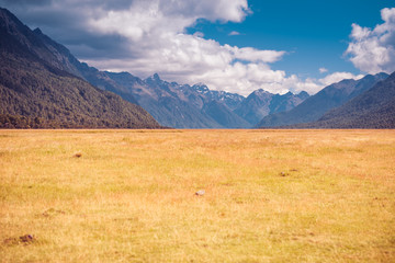 landscape with mountains and blue sky