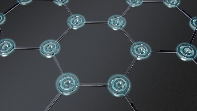 3D Illustration Of A Graphene Film, The Formula Of The Nanostructures, Atoms And Symbols Of Carbon. Futuristic 3D Background, Scientific Idea Over The Material. 3D Rendering