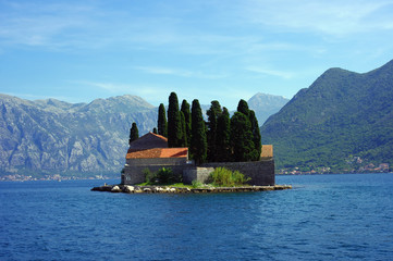 Monastery on island of St. George near Perast city, Montenegro