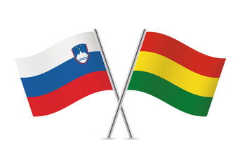 Slovenia and Bolivia flags. Vector illustration.