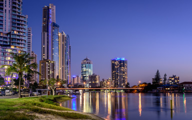 Fototapeta na wymiar Gold Coast skyline at night