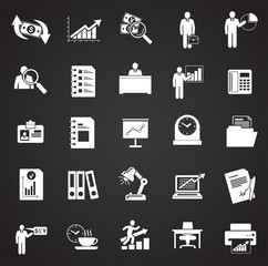 Fototapeta premium Business icons set on black background for graphic and web design, Modern simple vector sign. Internet concept. Trendy symbol for website design web button or mobile app