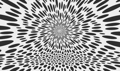 Black and white design. Chaotic particles in empty space. Dynamic background. Vector illustartion.