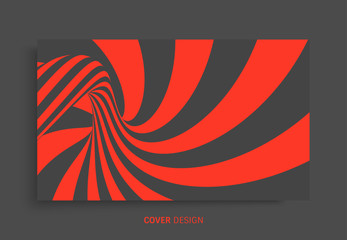 Tunnel. Optical illusion. Abstract striped background. 3D vector illustration.